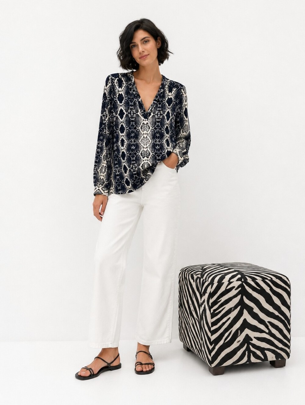 Joseph Ribkoff Navy snakeskin print top